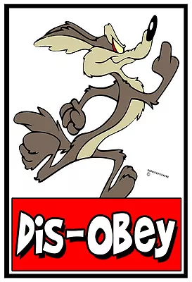 Dis-obey Sticker Funny Wylie Coyote Disobey Sticker Lucky 13 Product • $9.72