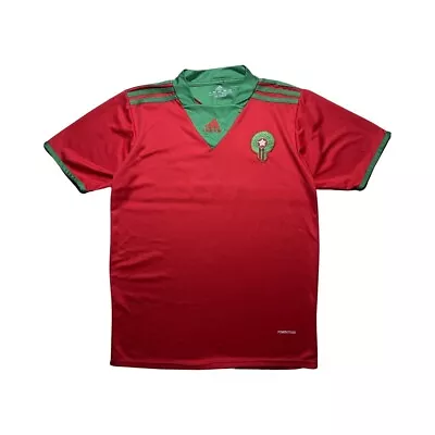 Morocco Home 2013 Home Red Climalite Adidas Mens Jersey Football Soccer Large • $45.50