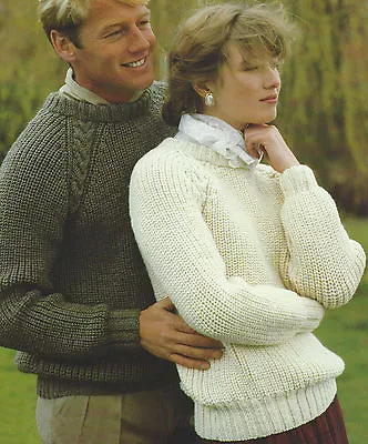 Easy Knit Ladies & Mens Raglan Sweater Aran Knitting Pattern 32-44  613 • £2.09