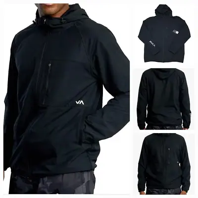 RVCA Men's Black Yogger Jacket Hooded Jacket Packable Size S • $65