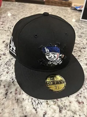 LOS ANGELES DODGERS BORNxRAISED MISTER CARTOON BLACK 59FIFTY SIZE 7 1/2 REAL • $135