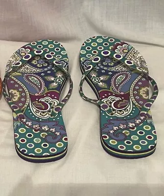 Vera Bradley Flip Flops Blue Island Medallion Size Large (9/10) • $7.99