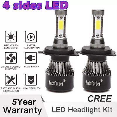 2Pcs H4 4800W 480000LM CREE LED Headlight Car Bulbs High&Low Beam 6500K White US • $16.09