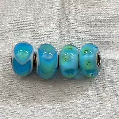 Lot Of 4 Authentic Trollbeads Turquoise Blue And Green Glass 2 Different Sets • $65