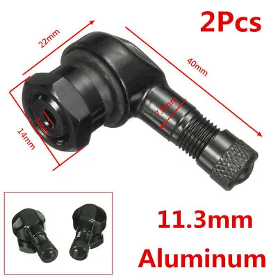 2Pcs Durable 11.3mm CNC Aluminum Black Motorcycle 90° Rim Wheel Tire Valve Stems • $9.40