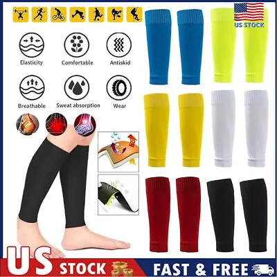 Breathable Football Socks Soccer Hockey Rugby Leg Sleeve Calf Compression Socks • $7.29