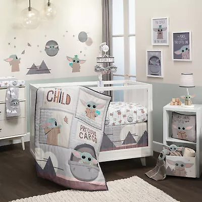 Lambs & Ivy Star Wars The Child Baby Yoda Nursery 3-Piece Baby Crib Bedding Set • $139.99