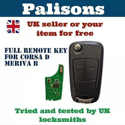 Fits Vauxhall CORSA D MERIVA B Full Remote Key Fob 433mhz-id46  • £17.99