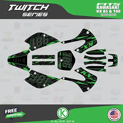 Graphics Kit For Kawasaki KX85 KX100 (2001-2013) KX 85 KX 100 Twitch- Green • $128.17