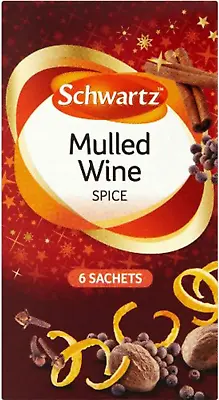 Schwartz Mulled Wine Spice X 6 Packs Total 36 Sachets • £14.37