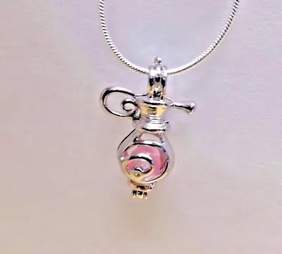 Make A Wish Pearl Cage Pendant Necklace - Perfume Bottle - 925 Chain + Pearl  • $11.95