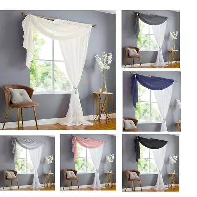 £16.95 • Buy Voile Swag Curtain Double Panel Display Pelmet Pocket Net Valance Sheer Drape