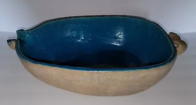 NILS KAHLER-Large Stoneware Bowl-Turquoise Glaze-Denmark Ceramics 1960s • $295