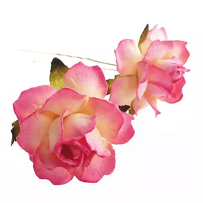 Pair Of ROSE FLOWER Hair FORKS Clip Grip Wedding Festival Dance Prom Party • £2.59