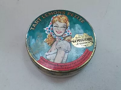 Tart Lemons Petite  Lavosgienne Vintage Candy Tin Girl France • $12