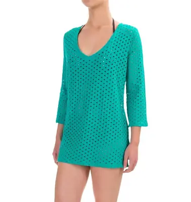 Eco Swim Cutout Cover-Up Top Organic Cotton 3/4 Sleeve Surf Size L • $8.49