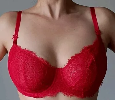 Victoria's Secret Dream Angels Push Up Without Padding Red Lace Bra! 38D • $37.50