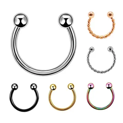 HorseShoe Ball Piercing Hoop Bar Ring Earring Lip Septum Cartilage Tragus Helix • $4.69