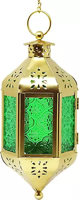 VELA Ramadan LANTERNS Gold Hanging Decor Moroccan Lamp Decorative Lantern Indoor • $30.95