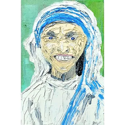 Mother Teresa Icon Painting Original Mother Teresa Portrait Hand Painted Oil Art • $79