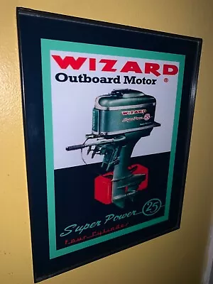 Wizard OutBoard Fishing Boat Motor Garage Man Cave Bar Advertising Sign • $27.99