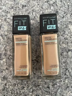 Two (2) New Maybelline Fit Me Matte & Poreless Foundation #220 Natural Beige • $16.99