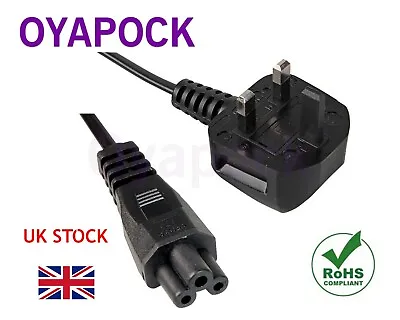 £10.75 • Buy 2m C5 Cloverleaf 3 Pin Mains Power Cable UK Lead For LG TV FOR UK NEW