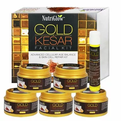 NutriGlow Gold Kesar Facial Kit For Women 6Pcs Anti Aging Skin Care 250g + 10ml • $27.59