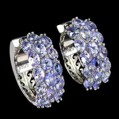 Oval Blue Tanzanite 4x3mm Gemstone 925 Sterling Silver Jewelry Earrings • $59