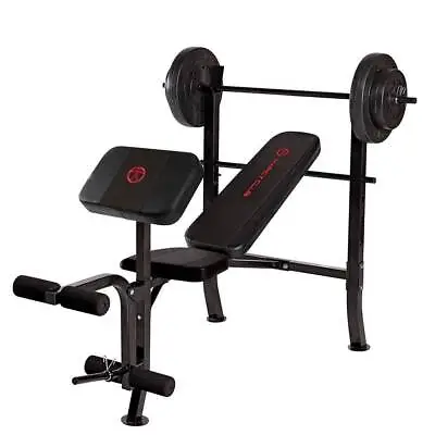 Marcy Pro Home Gym Standard Weight Training Bench With 80 Pound Weight Set  • $255.99