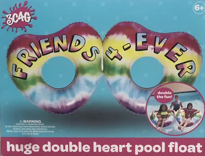 Huge 2 Person Best Friends Water Tube Float Tie Dye Heart +6ft Long! • $24.99