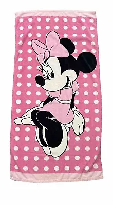 Disney Minnie Mouse Pink Girls Towel Beach Pool Bath Poka Dots 54inch X27 Inch • $12