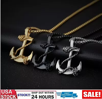 Men's Stainless Steel Nautical Surfing Beach Anchor Pendant Necklace Men Gift US • $6.92