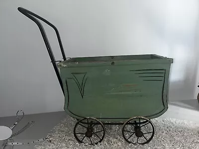 Vintage Dolls Pram Circa 1940/ 50 In Good Condition No Sun Cover Orig Paint • $60