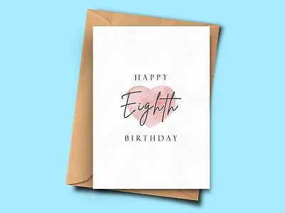 Simple Birthday Card For 8 Year Old For Best Friend From Girlfriend Sister Son • £2.95