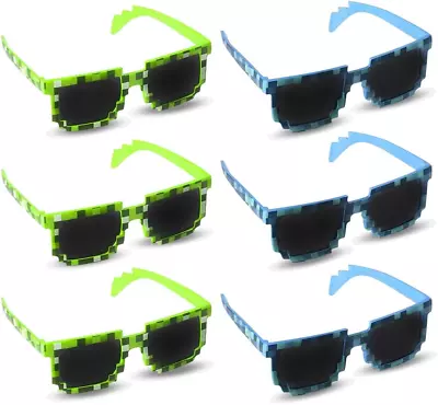 Pixeled Sunglasses For Kids Set Of 6 Cool Birthday And Pool Party Favors For B • $19.16