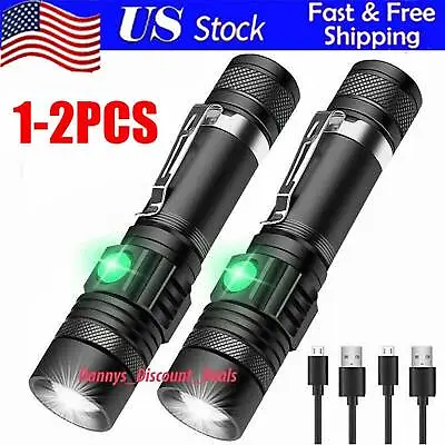 Super Bright LED Tactical Flashlight Zoomable Rechargeable USB Adjustable 3 Mode • $13.49