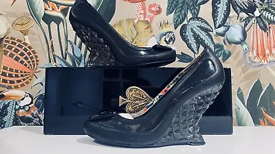 Miss L-Fire Glass Effect Wedges - Black - Size 5 / 38 • £22.50