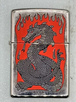 Vintage 1998 Chinese Fire Dragon Red High Polish Chrome Zippo Lighter NEW • $28.95