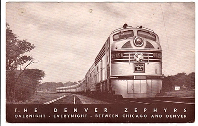 $1.25 • Buy Vintage Postcard Burlington Route Denver Zephyrs New World's Speed Record 1936