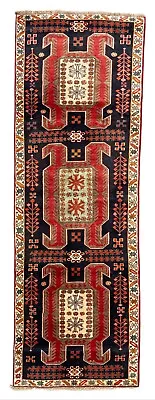 Vintage Kazak Rug Handmade Hallway Caucasian Lenkoran Runner Carpet (8ft X 3ft) • £497.50