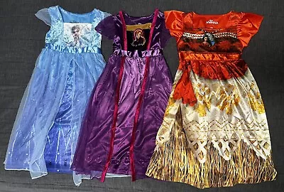 Lot Of 3 Disney Girl’s Dress Up Nightgowns Moana Frozen 2 Ana  & Elsa Size 4T • $8.99