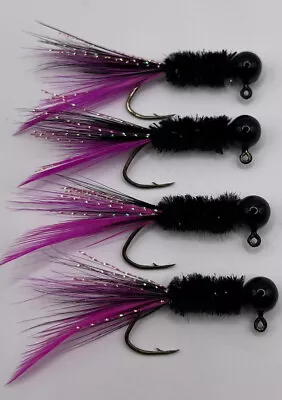Hand Tied Feather Tail Crappie Jigs Black & Pink 1/16th Ounce New • $6.50