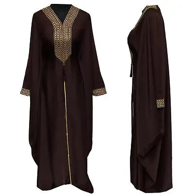 Brown Batwing Abaya Farasha Jalabiya Arab Dress • £45