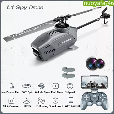 2.4G 8K 2-Camera 6Axis Gyro WiFi Helicopter Wide Angle Camera Spy Drone RC Plane • $87.39