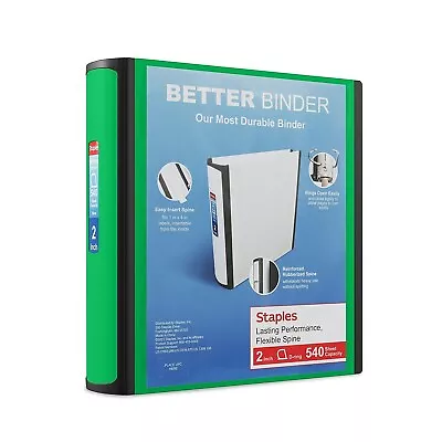 Staples 2  3-Ring Better Binder Green 2/Pack ST55878-CCVS • $20