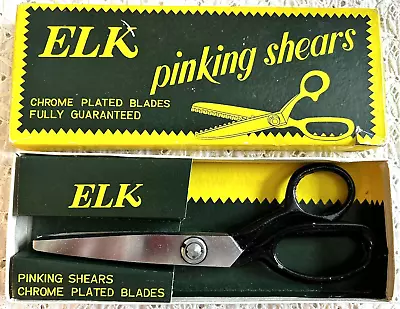 Vintage Pinking Shears ELK Scissors NOS MIB NEW Model C Size 7 Sewing Shears {T} • $10.19