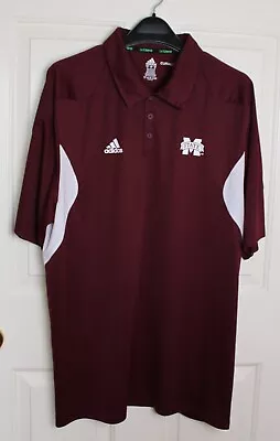 Adidas Men’s Mississippi State Bulldogs Burgundy Polo Shirt Size XL (24X32) • $22