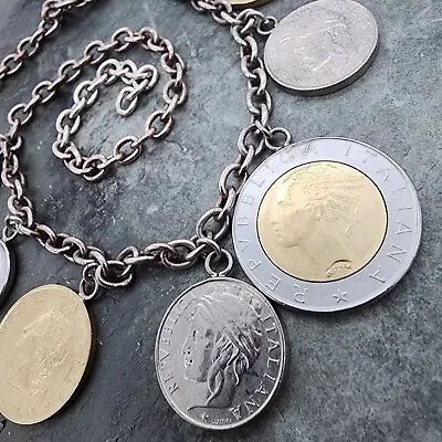 Sterling Silver 925 Milor Italy Lira Coin Necklace W Sterling 20  Chain Ag23135 • $85