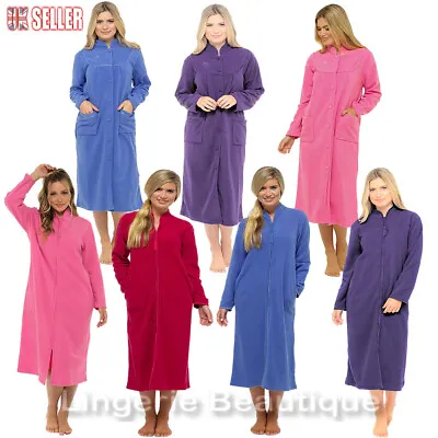 £24.99 • Buy LADIES DAISY BUTTON THROUGH Or ZIP FLEECE DRESSING GOWN BY LADY OLGA SIZE 10-28